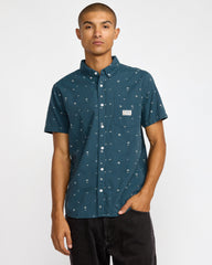 Exotica Seersucker Short Sleeve Shirt - Garage Blue