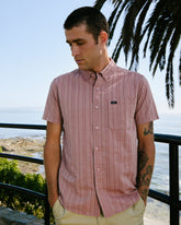 That'll Do Stripe Short Sleeve Shirt - Pale Mauve