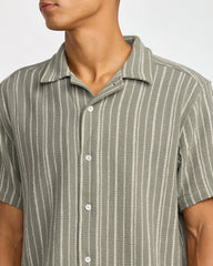 Vacancy Stripe Short Sleeve Shirt - Light Olive
