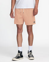 Exotica Seersucker Elastic 17" Short - Apricot