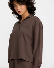 Glory Waffle Pullover Quarter Zip - Bear Brown