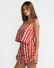 Baker Top - Pepper Red Print