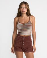 Tight Stripe Sweater Tank - Mocha
