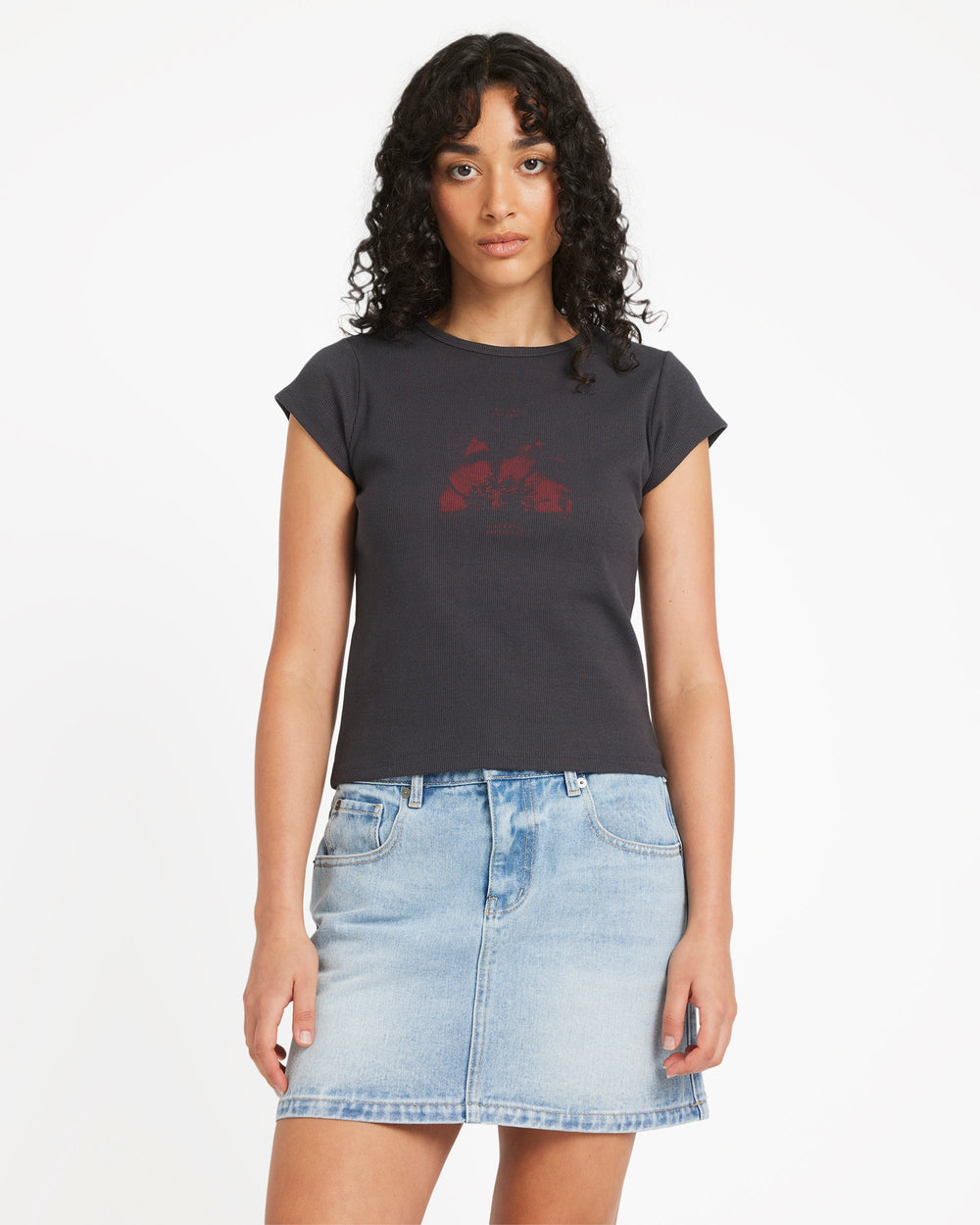 Ribbed Slim Tee - Washed Black