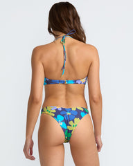 Flower Gazer Halter Bandeau Bikini Top - Blue Hawaii