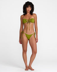 Solid Halter Bandeau Bikini Top - Moss