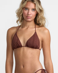 Sweetness Halter Tri Bikini Top - Mocha