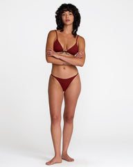 Micro Rib Triangle Bikini Top - Madder Brown