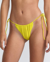 Solid Slide Tie Skimpy Bikini Bottom - Citrus