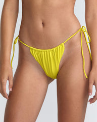 Solid Slide Tie Skimpy Bikini Bottom - Citrus