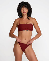 Micro Rib Ultra Skimpy Bikini Bottom - Madder Brown