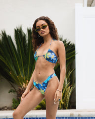 Flower Gazer V FT Medium French Bikini Bottom - Blue Hawaii