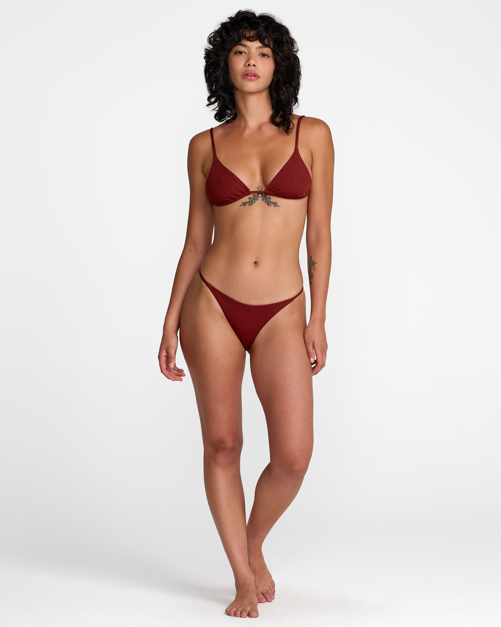Micro Rib Medium French Bikini Bottom - Madder Brown