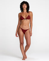 Micro Rib Medium French Bikini Bottom - Madder Brown