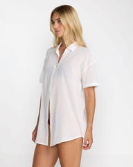 Newport Shirt Dress - Whisper White