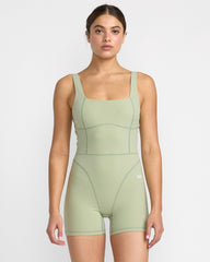 VA Contrast Unitard - Green Tea