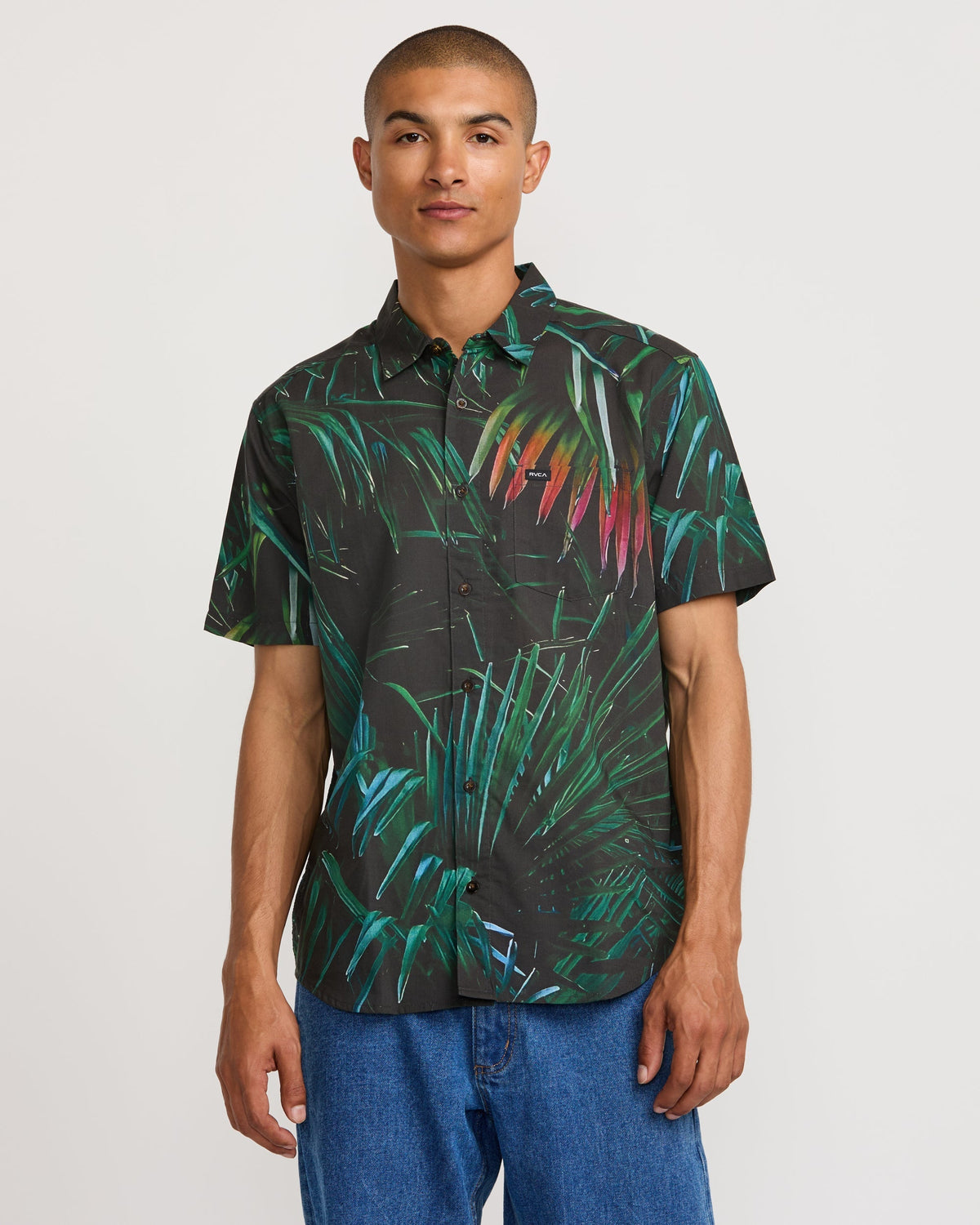 Hawaii Palms Short Sleeve Shirt - Black