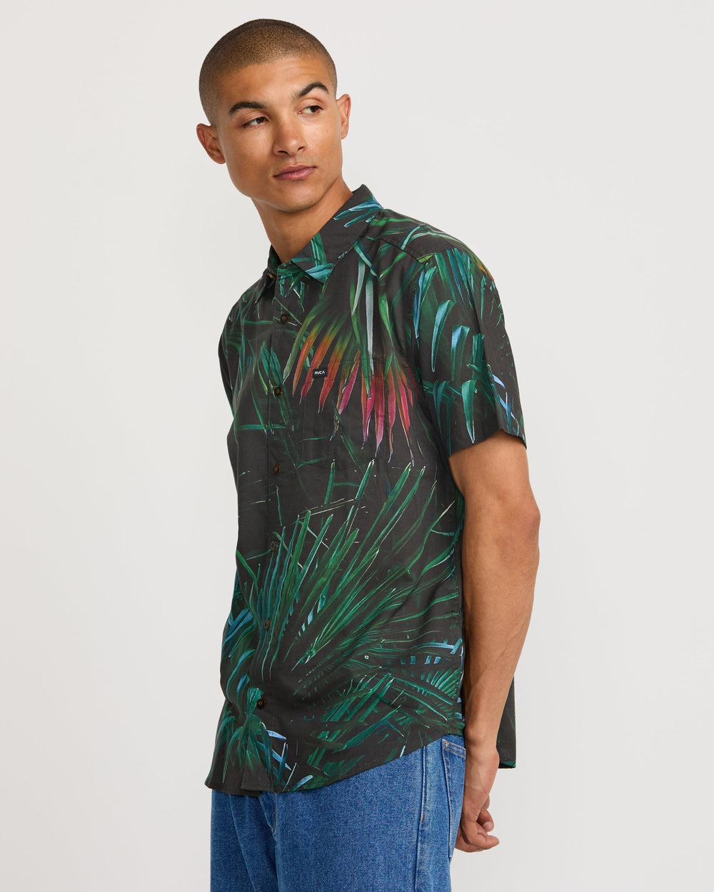 Hawaii Palms Short Sleeve Shirt - Black