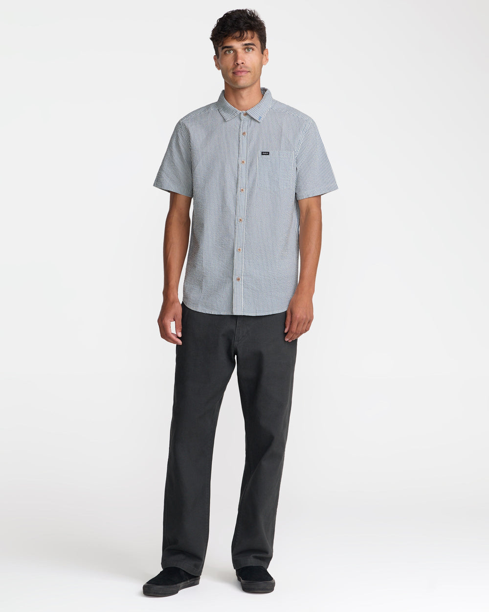 That'll Do Seersucker Short Sleeve Shirt - Vintage Navy