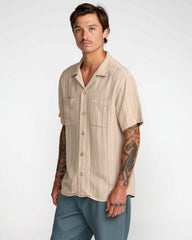 Exotica Stripe Short Sleeve Shirt - Light Khaki