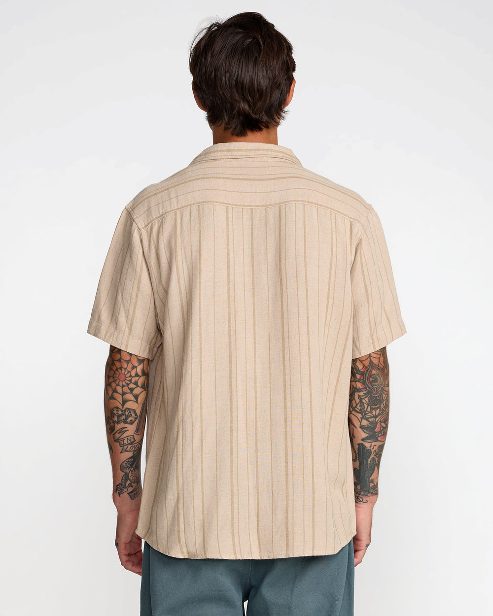 Exotica Stripe Short Sleeve Shirt - Light Khaki