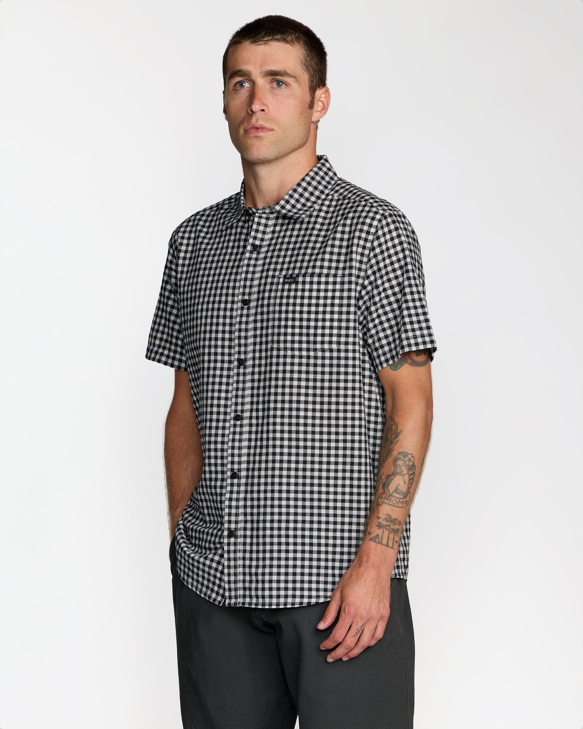 Overspray Short Sleeve Shirt - Black White