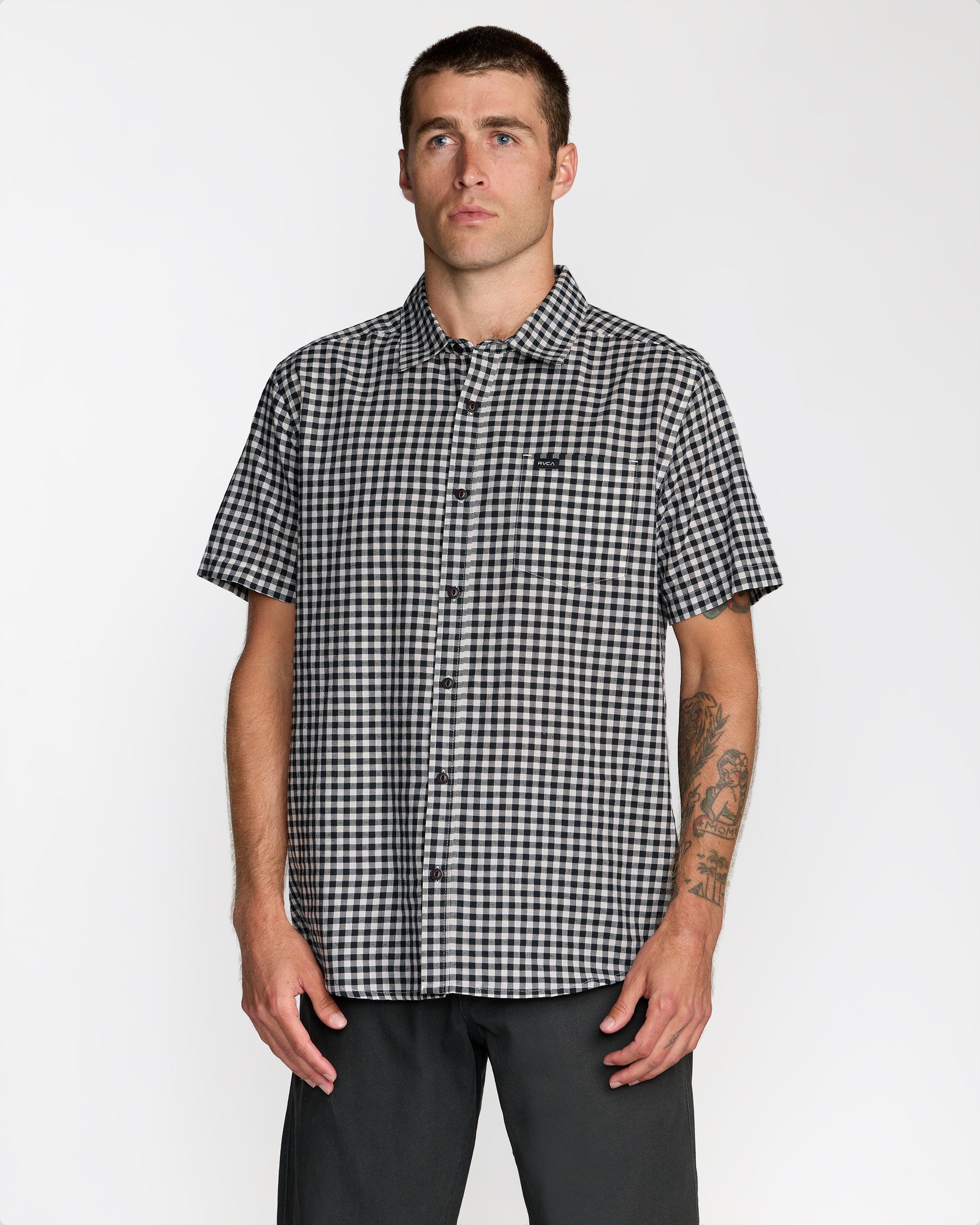 Overspray Short Sleeve Shirt - Black White