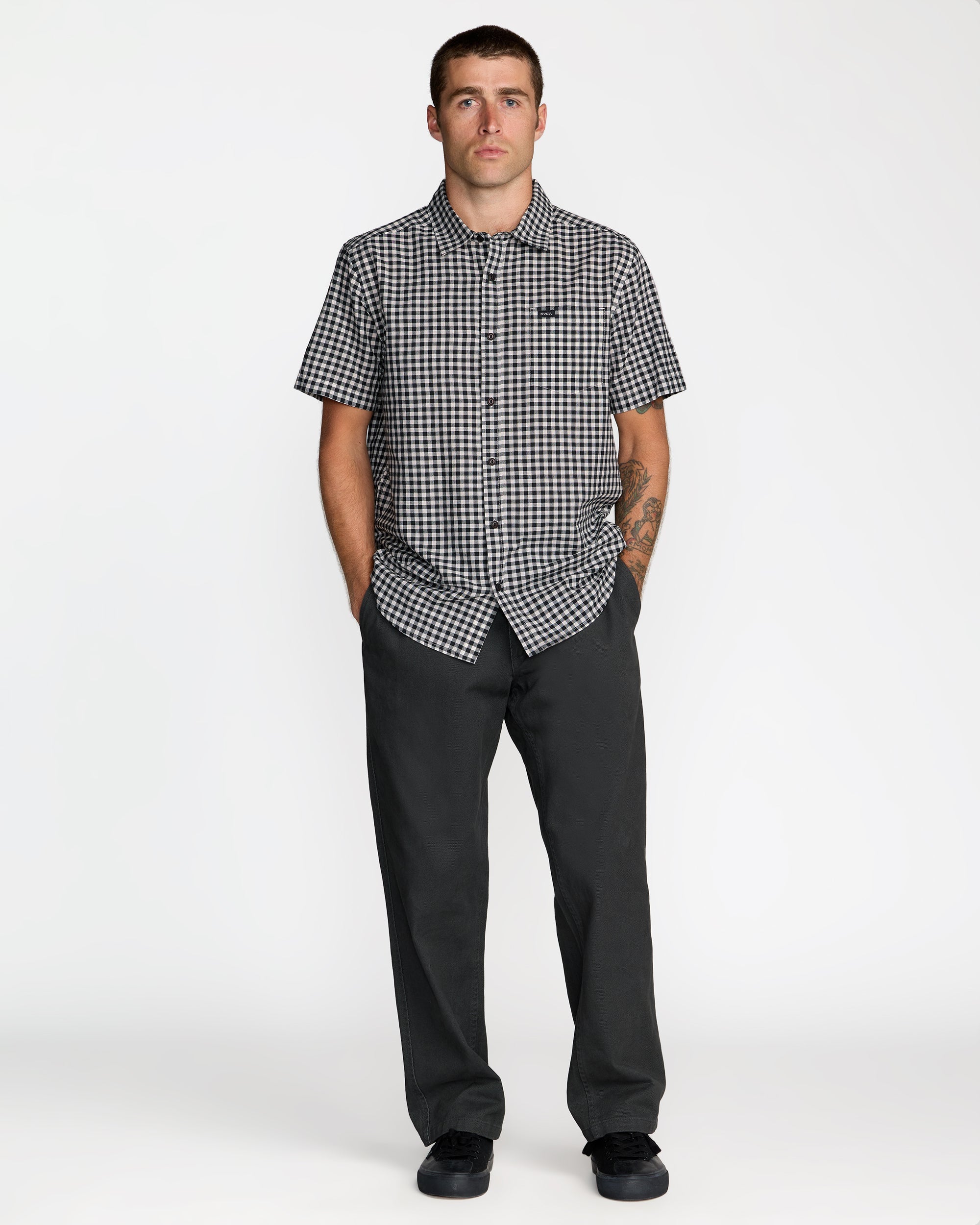 Overspray Short Sleeve Shirt - Black White