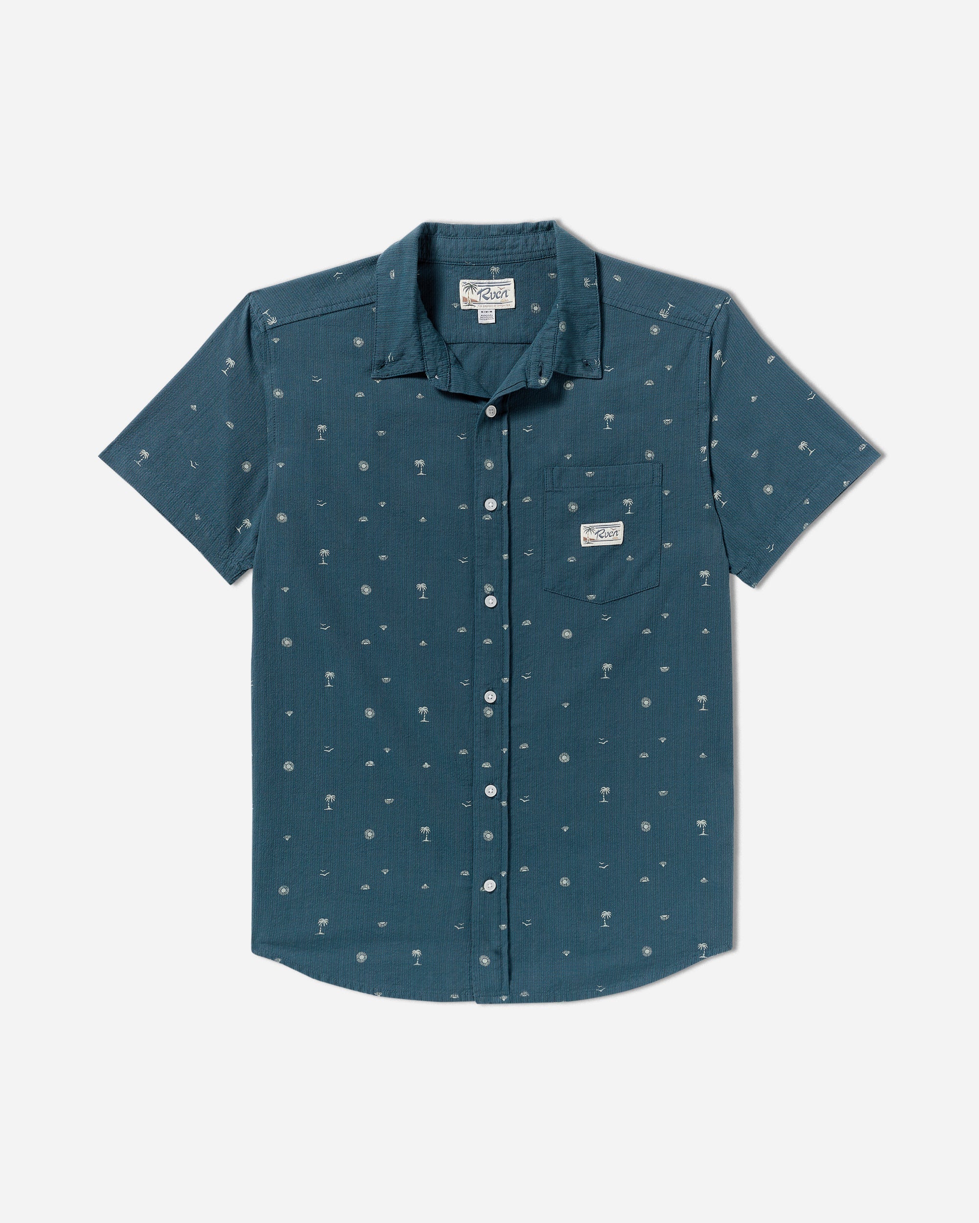 Exotica Seersucker Short Sleeve Shirt - Garage Blue