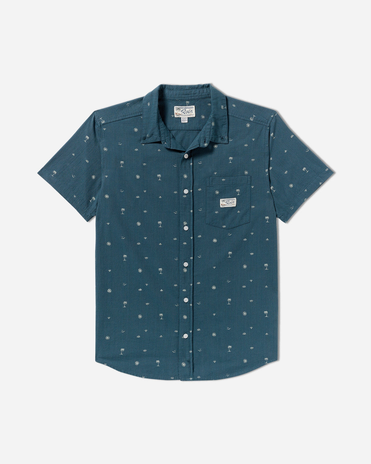 Exotica Seersucker Short Sleeve Shirt - Garage Blue