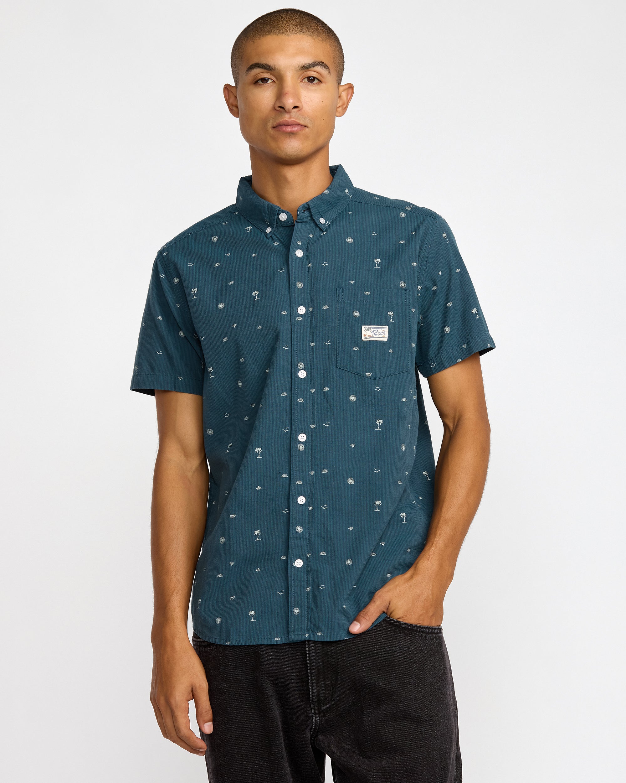 Exotica Seersucker Short Sleeve Shirt - Garage Blue