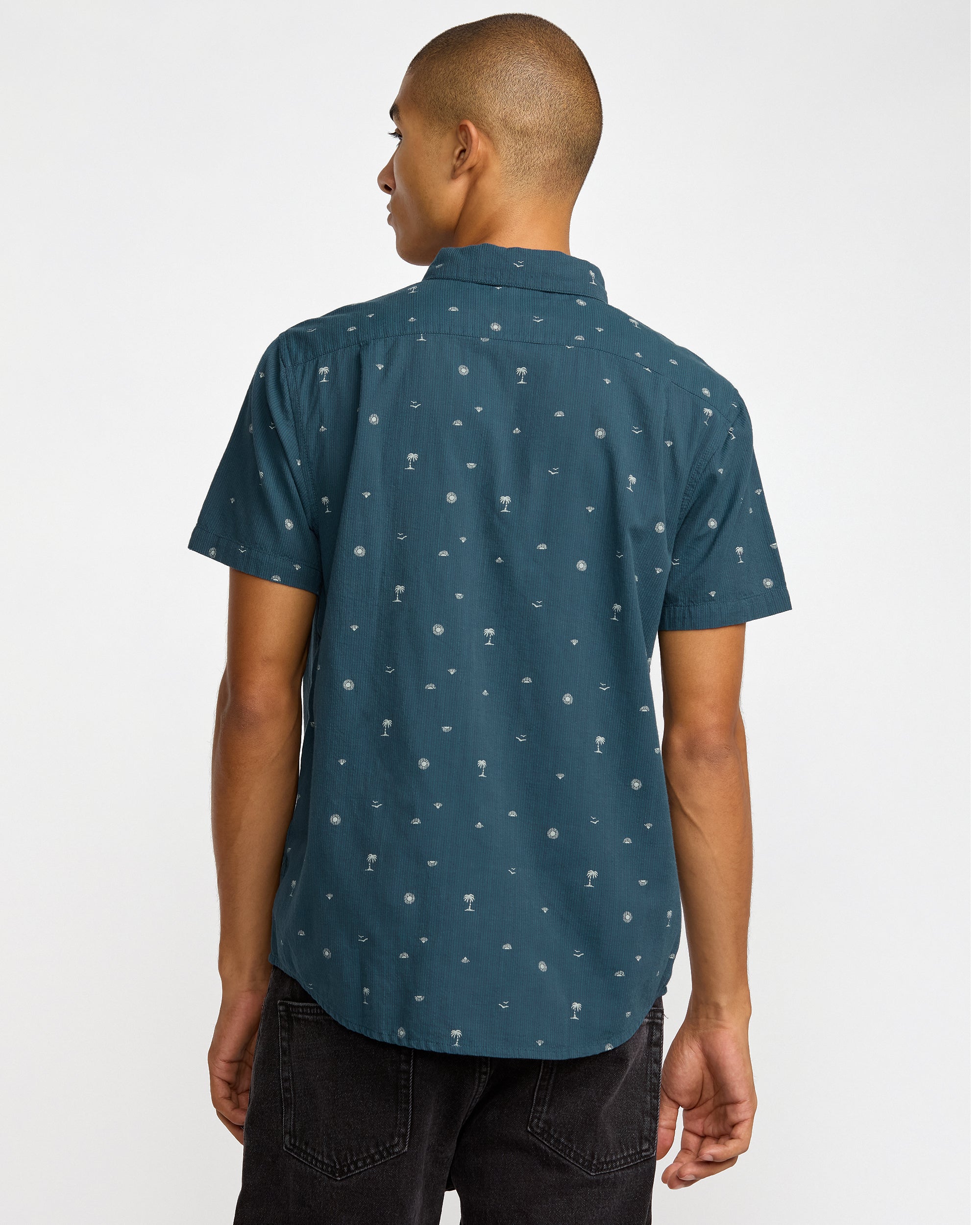 Exotica Seersucker Short Sleeve Shirt - Garage Blue