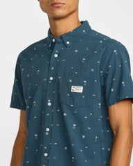 Exotica Seersucker Short Sleeve Shirt - Garage Blue