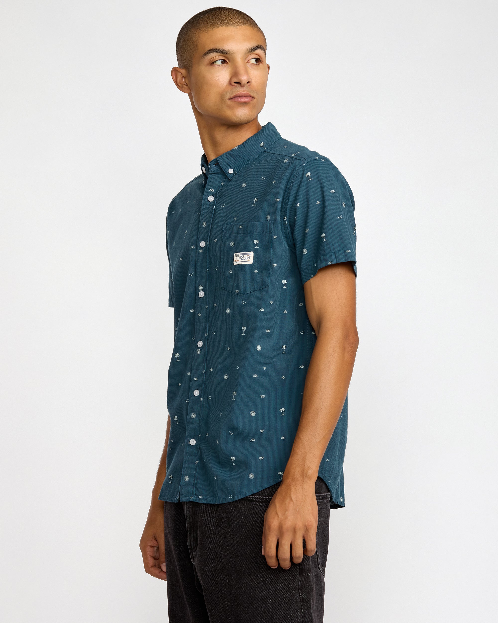 Exotica Seersucker Short Sleeve Shirt - Garage Blue