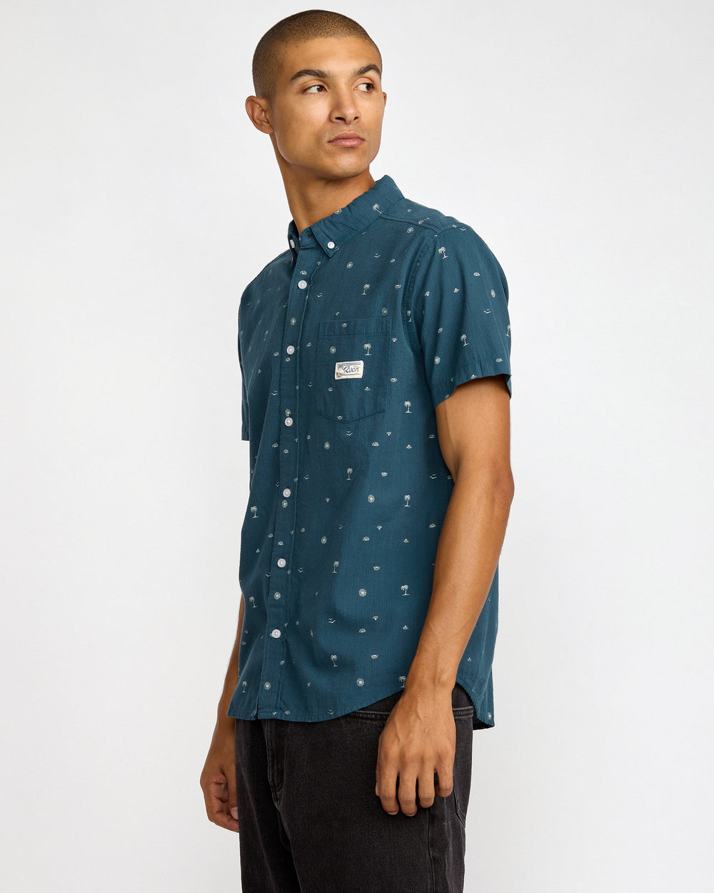 Exotica Seersucker Short Sleeve Shirt - Garage Blue