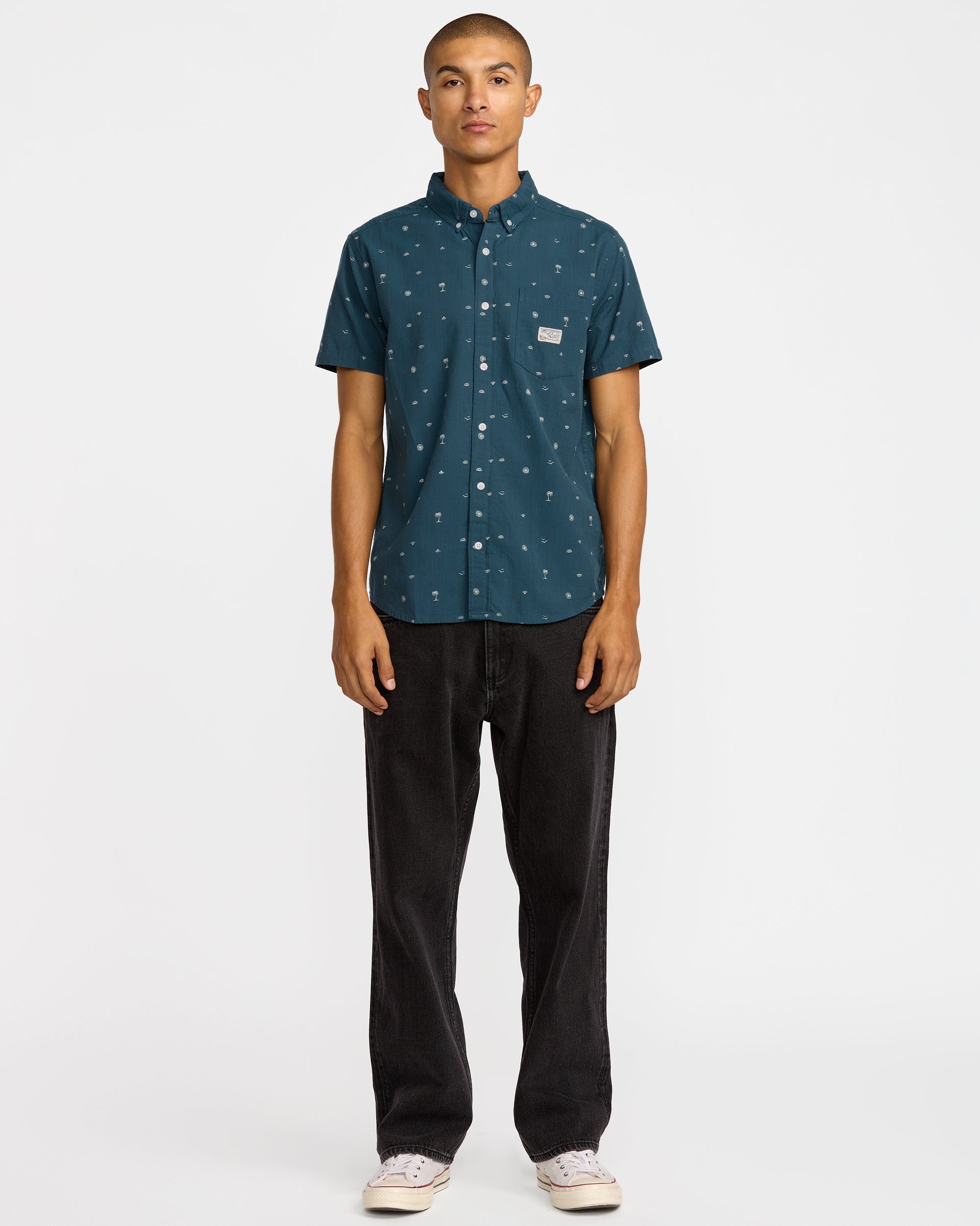 Exotica Seersucker Short Sleeve Shirt - Garage Blue