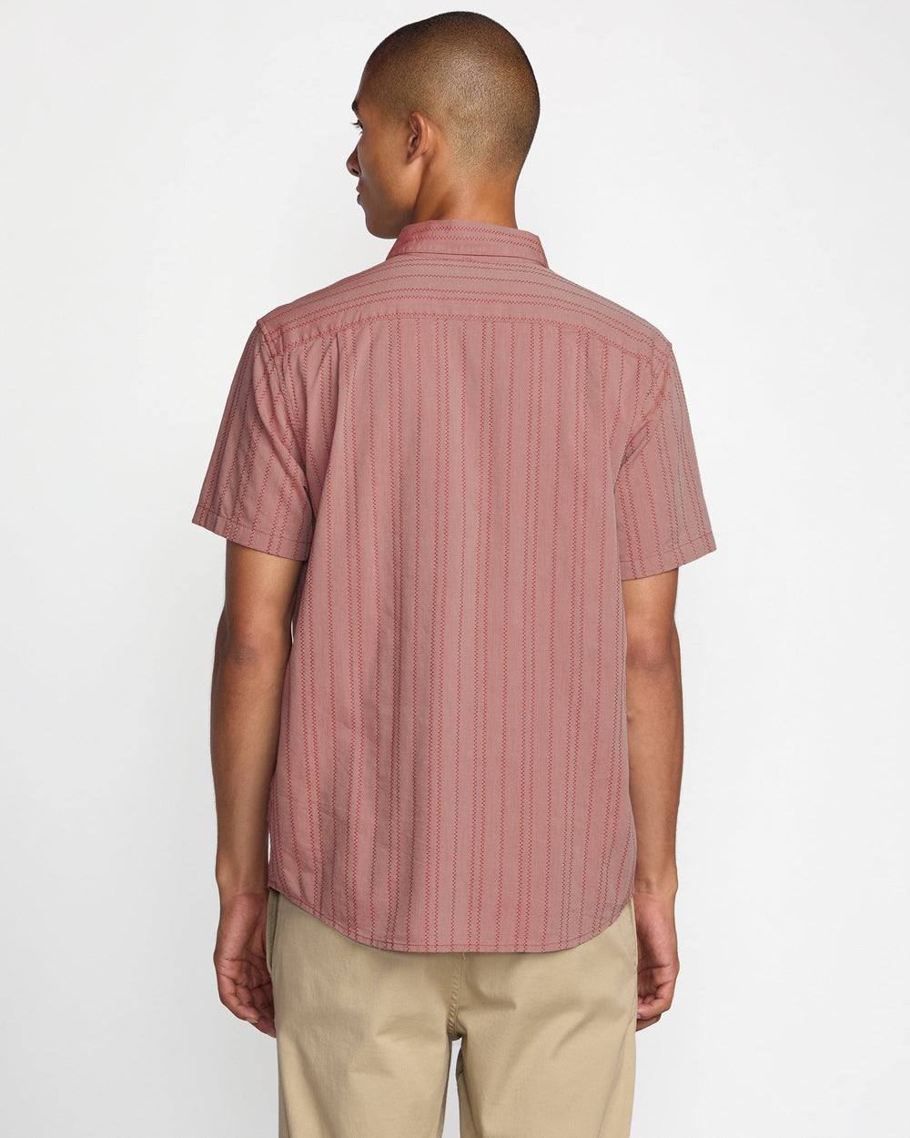 That'll Do Stripe Short Sleeve Shirt - Pale Mauve