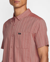That'll Do Stripe Short Sleeve Shirt - Pale Mauve
