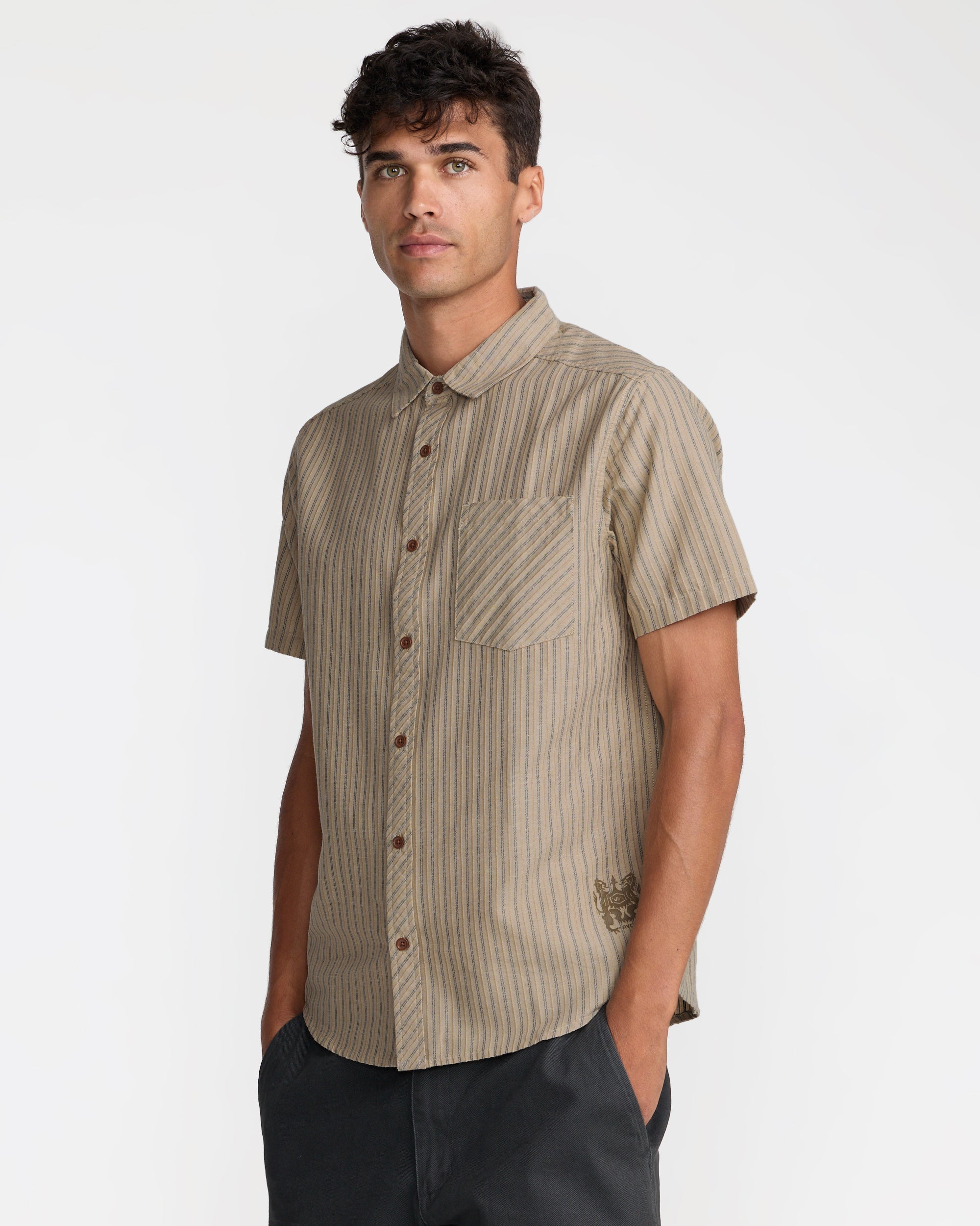 Archive Stripe Short Sleeve Shirt - Light Khaki