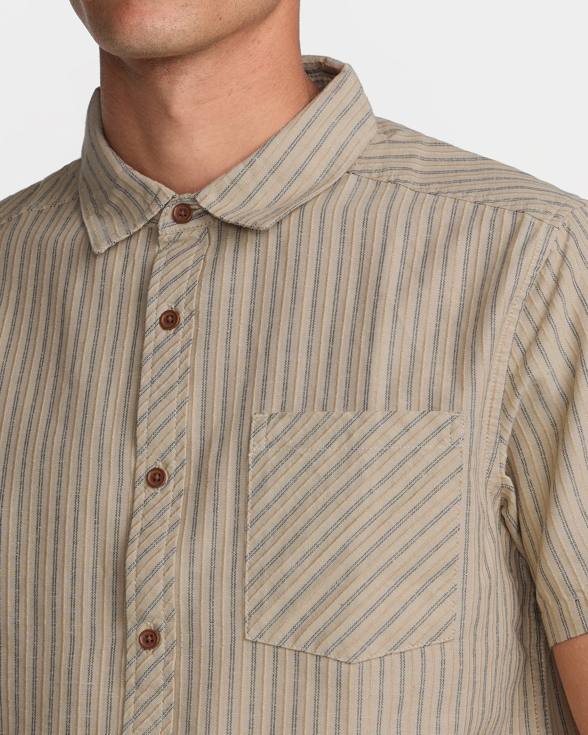 Archive Stripe Short Sleeve Shirt - Light Khaki