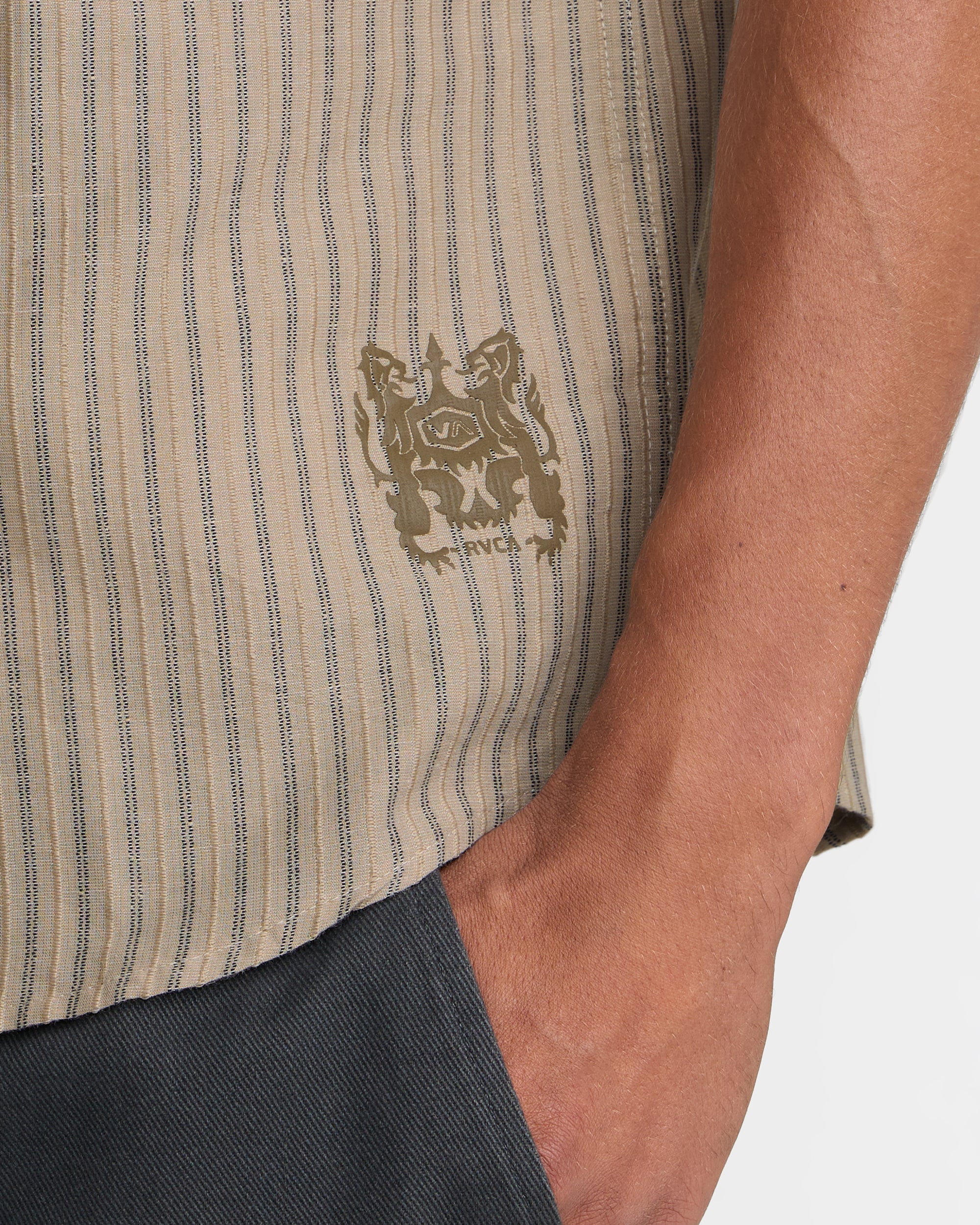 Archive Stripe Short Sleeve Shirt - Light Khaki
