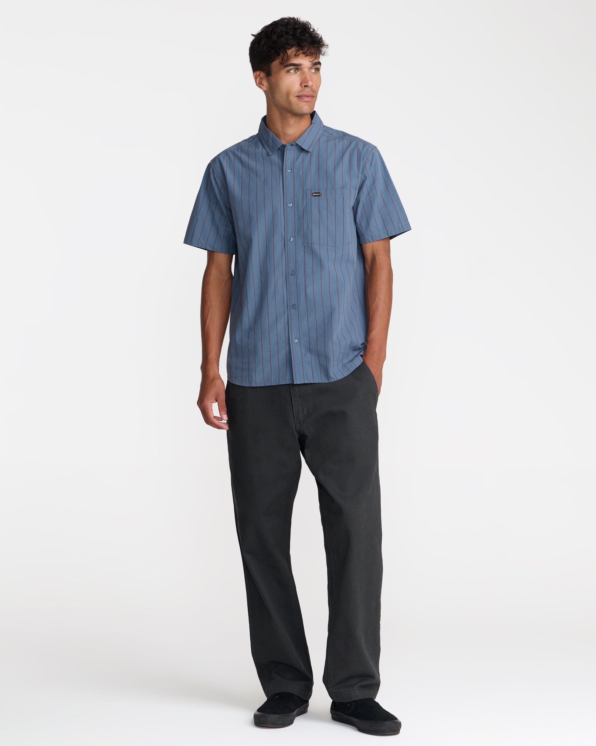 Dayshift Workwear Stripe Short Sleeve Shirt - Vintage Navy