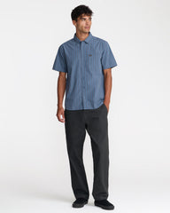 Dayshift Workwear Stripe Short Sleeve Shirt - Vintage Navy