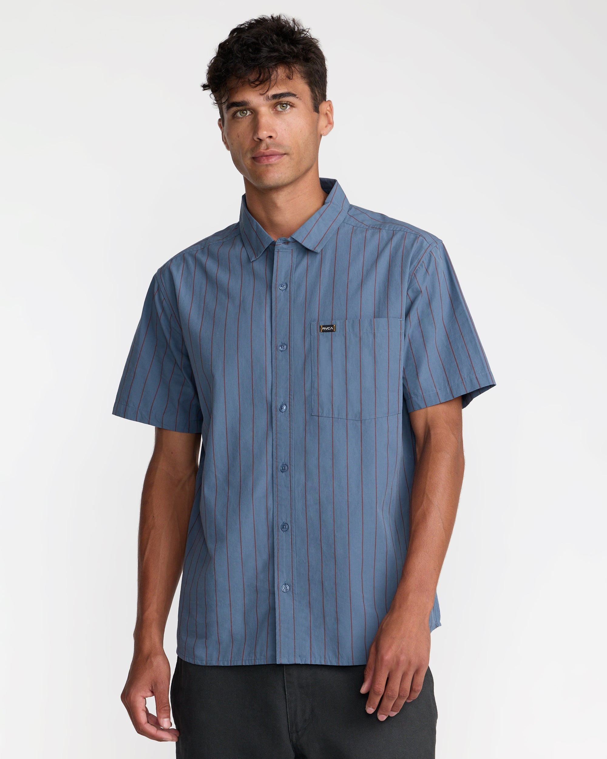 Dayshift Workwear Stripe Short Sleeve Shirt - Vintage Navy