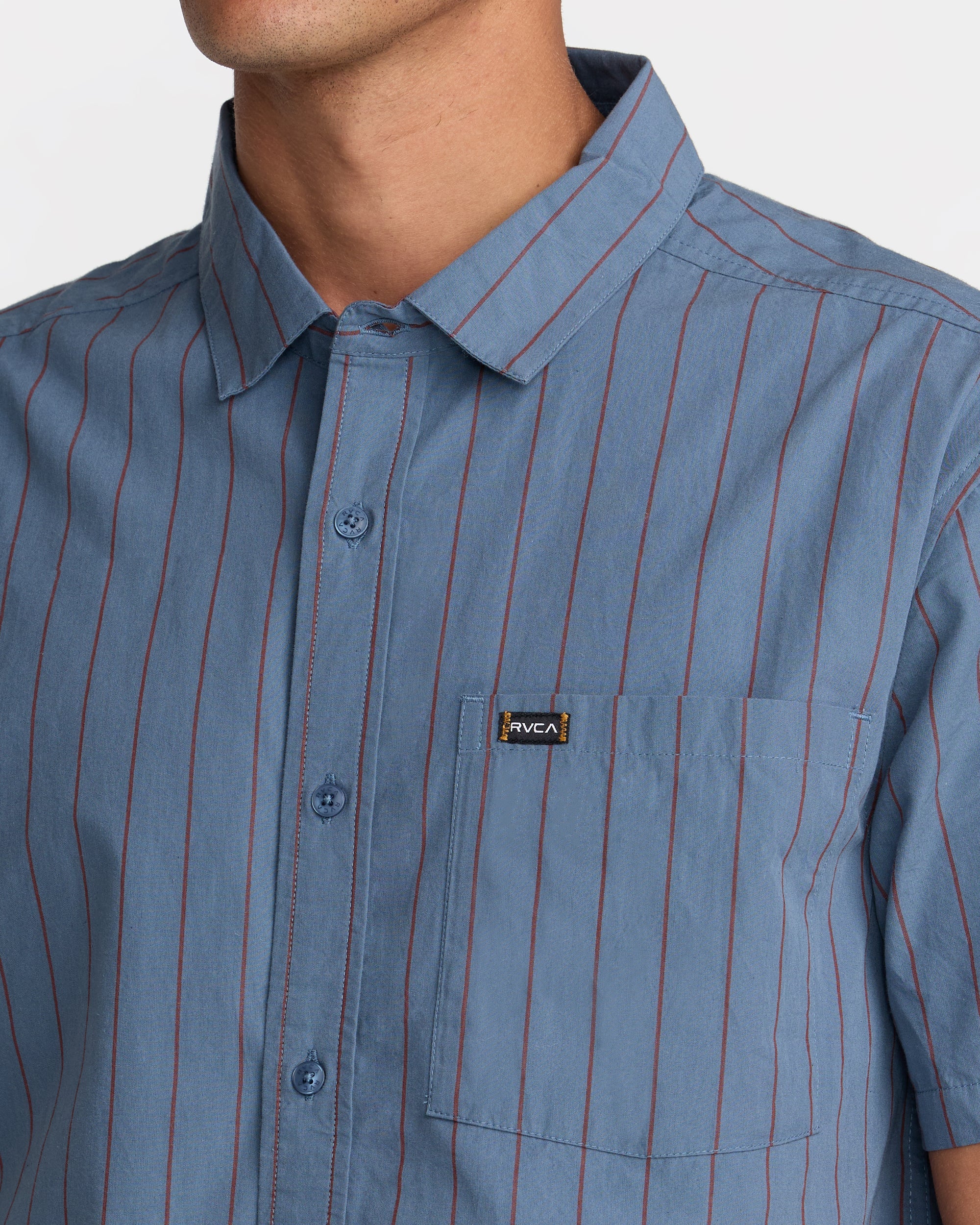 Dayshift Workwear Stripe Short Sleeve Shirt - Vintage Navy