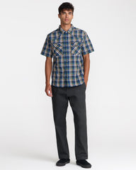 Dayshift Truckin Plaid Short Sleeve Shirt - Dark Denim