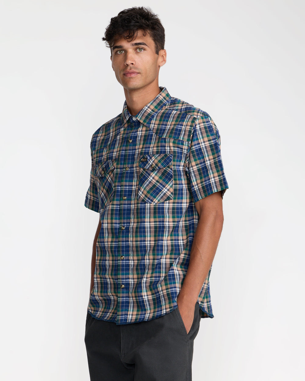 Dayshift Truckin Plaid Short Sleeve Shirt - Dark Denim