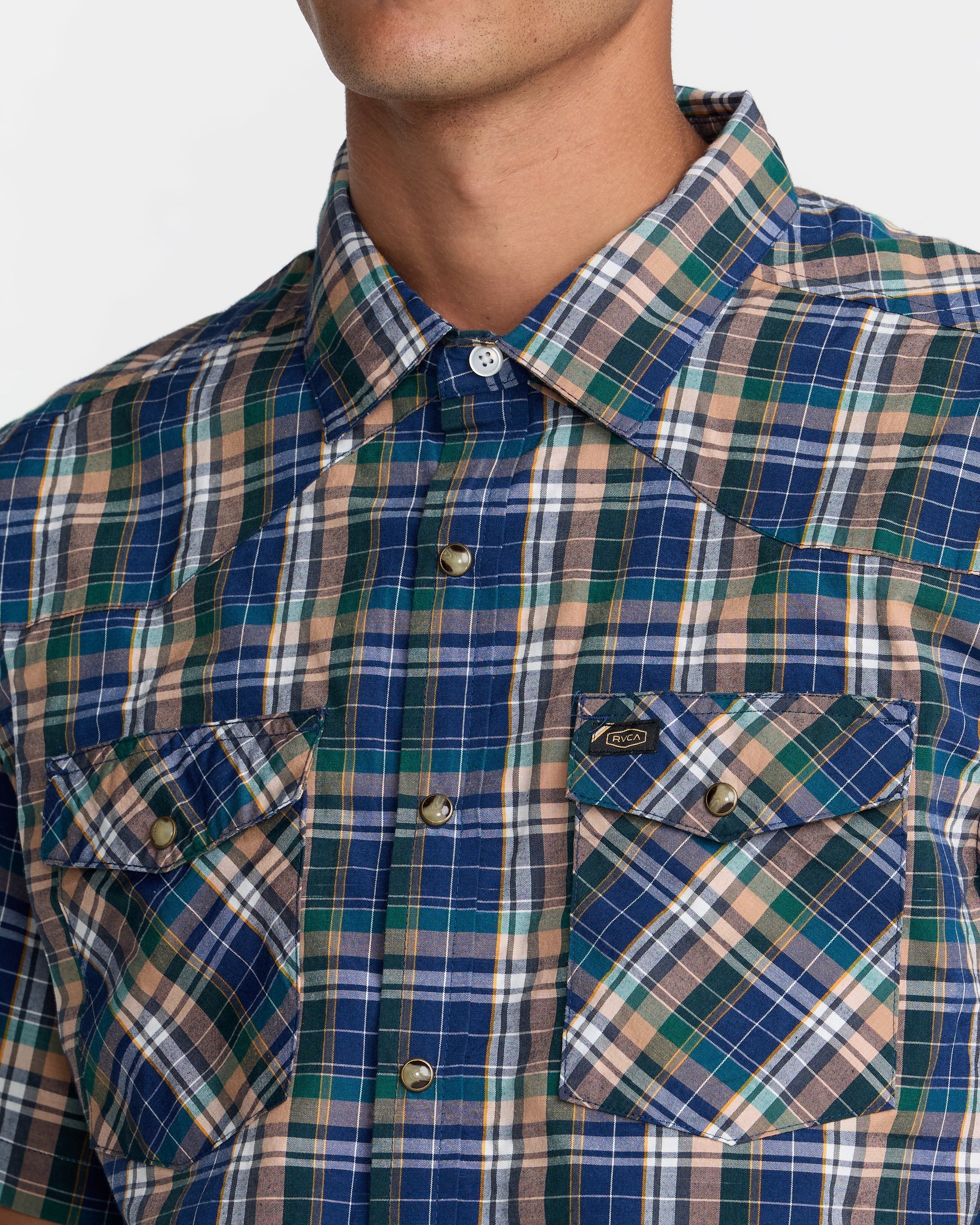 Dayshift Truckin Plaid Short Sleeve Shirt - Dark Denim