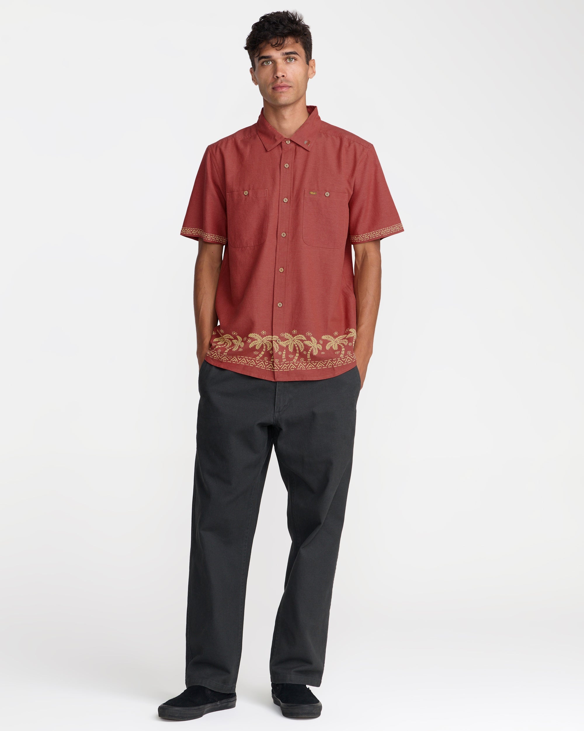 Talum Short Sleeve Shirt - Dusty Red