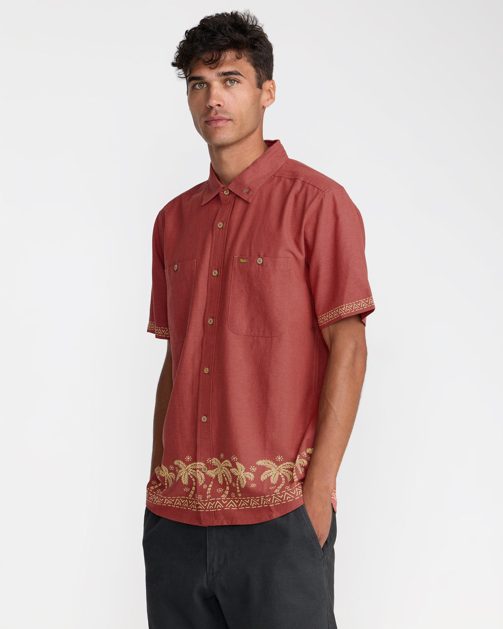 Talum Short Sleeve Shirt - Dusty Red